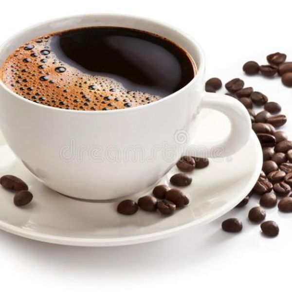 Coffee cup with beans from the Mama's Rice Bowl ordering website