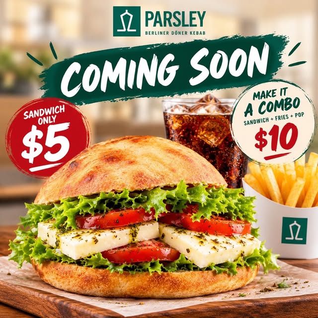 Parsley Berliner Döner Kebab sandwich and combo promotion